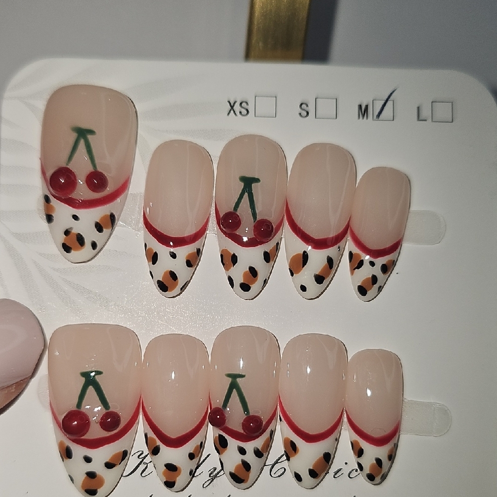 ⚡️#0009/#0010 Cherry & Leopard Print Press-On Nails